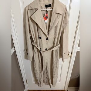 Cider Double-Breasted Beige Trench Coat with Belt